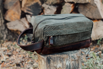 Expedition Leather and Canvas Dopp Kit